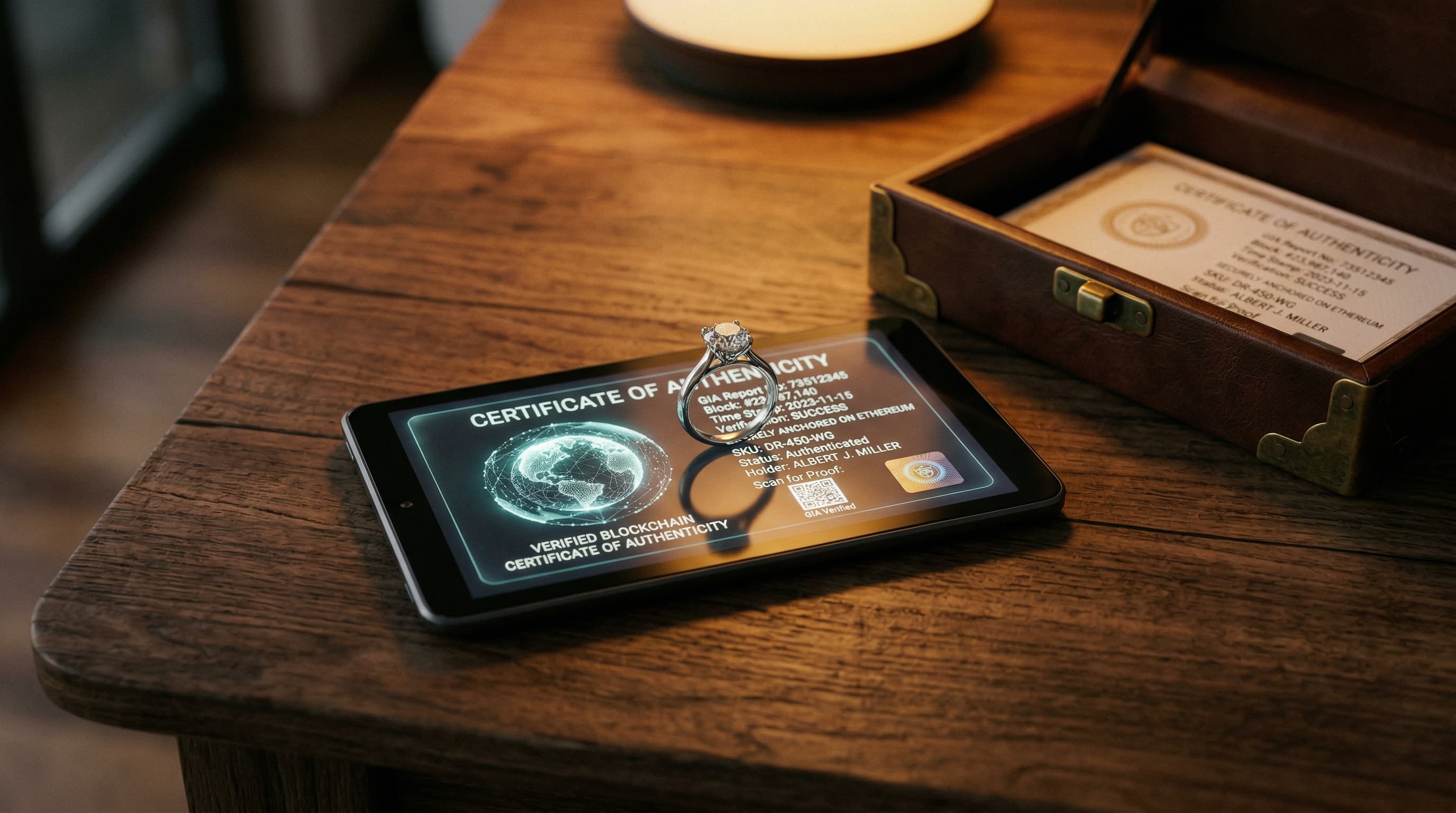 Digital certificates and blockchain authentication for luxury jewelry