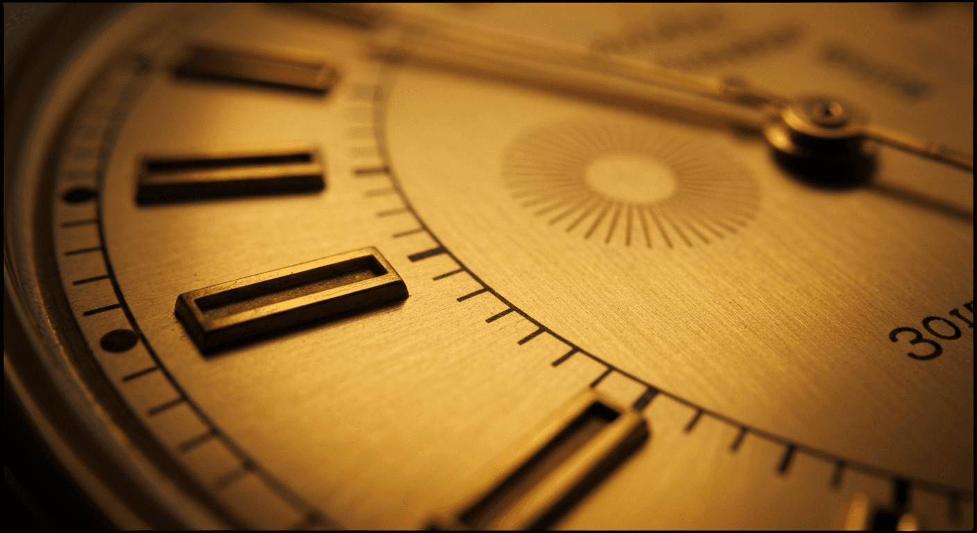 Abstract macro of vintage gold watch dial sunburst guilloche